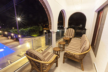 View of Heaven's Edge Pool & Gazebo by night